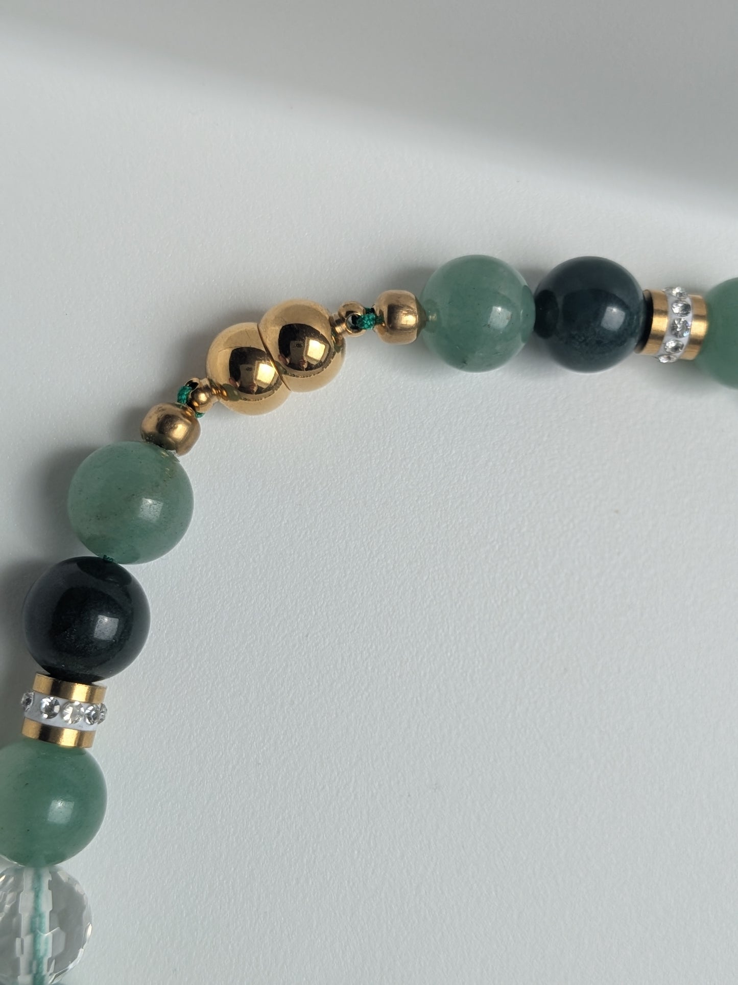 Collier aventurine verte, cristal de roche et agate indienne