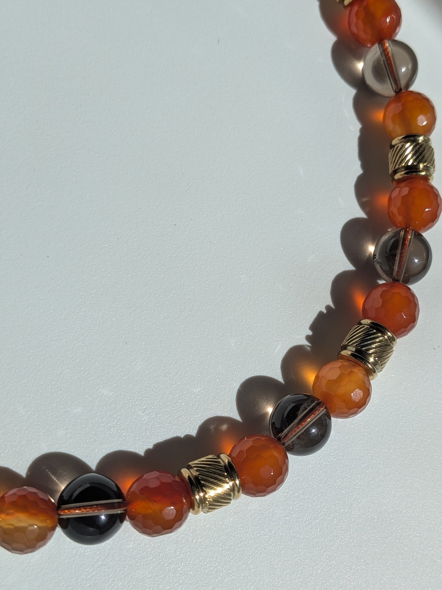 Collier cornaline et quartz fumé