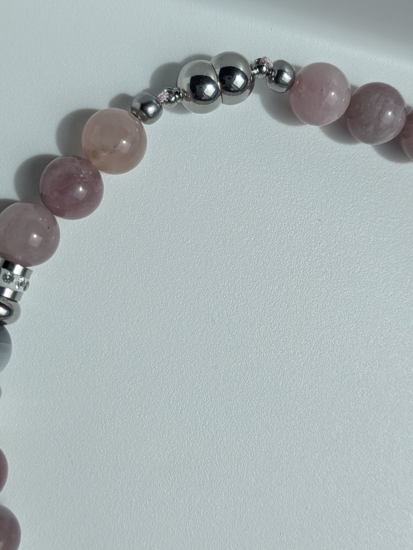 Collier en quartz rose et agate Botswana