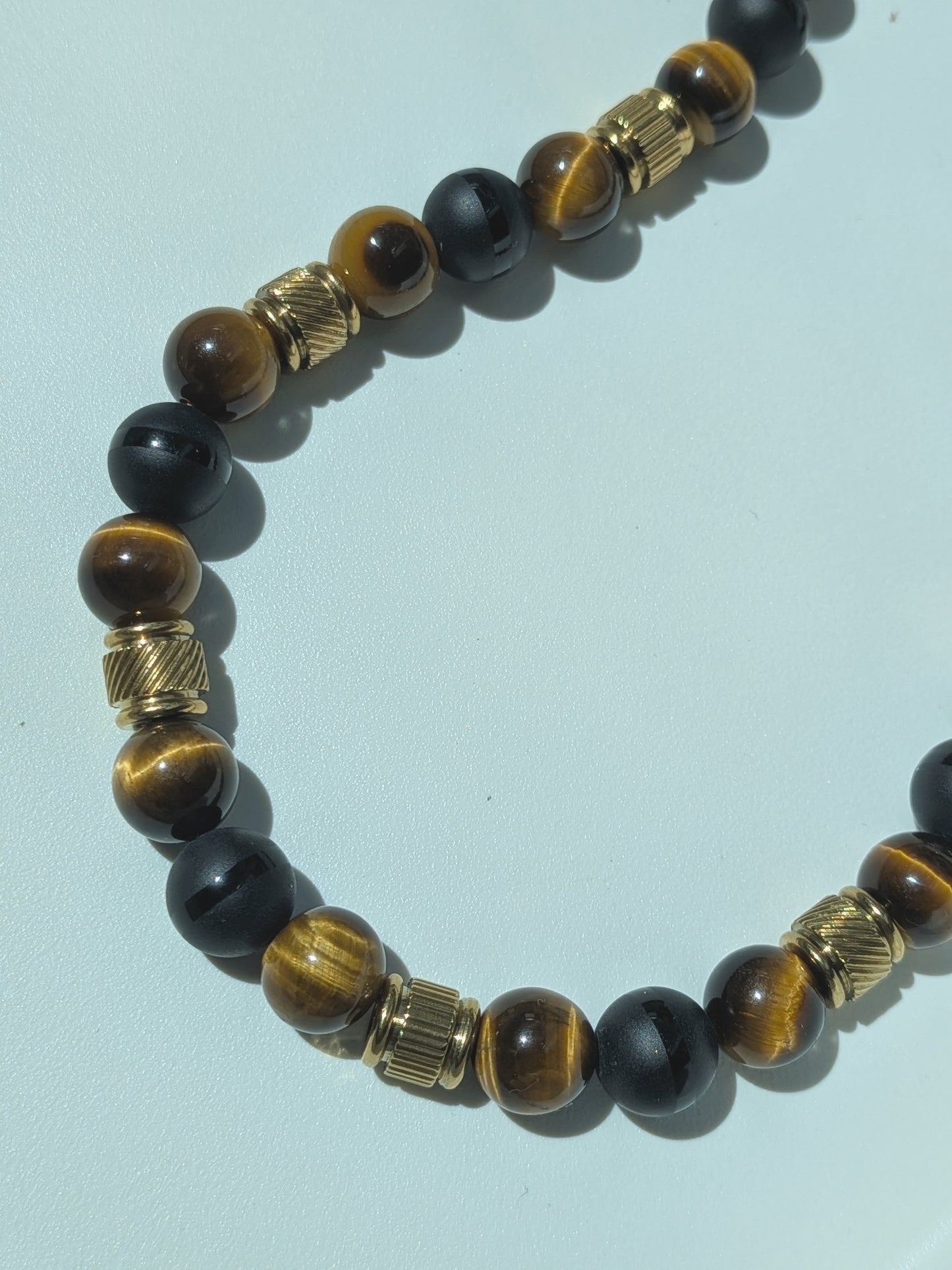Collier oeil de tigre et onyx