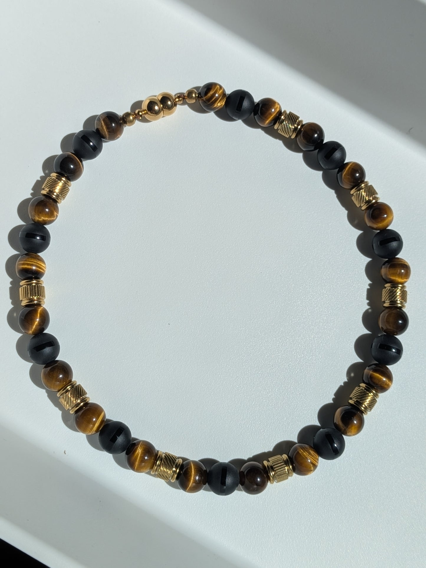 Collier oeil de tigre et onyx